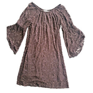Jody California Women's Brown Floral Lace Dress Size Medium Western Wear